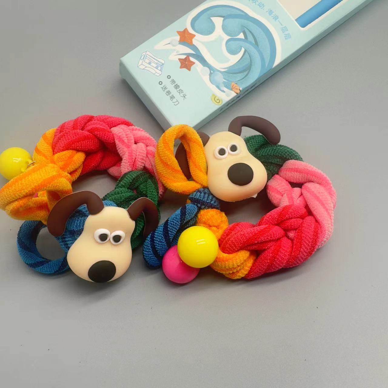 Cute dog headband for children 2023 new style braided hair band headwear for girls, large durable ponytail hair band for girls full figure
