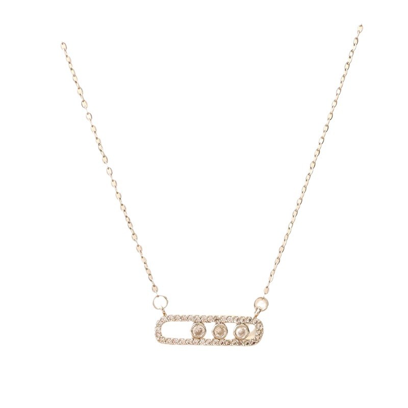 Fashionable and simple zircon titanium steel geometric necklace, a niche and light luxury accessory for women, a popular paperclip collarbone chain, and a high-end look Item Picture