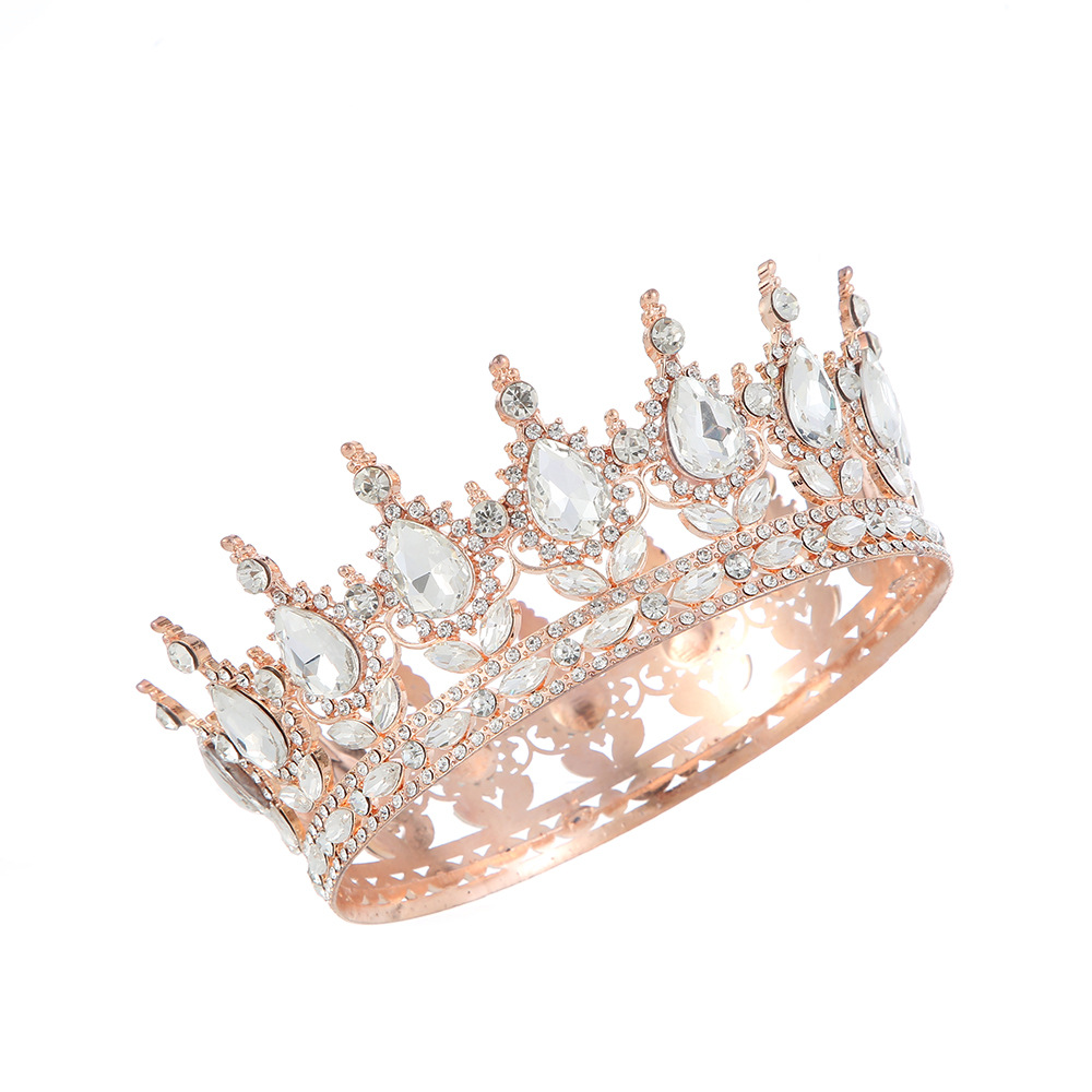 Cross-border trade bride, crown, wedding dress, headwear, birthday, coming-of-age ceremony, performance, versatile crystal crown Item Picture
