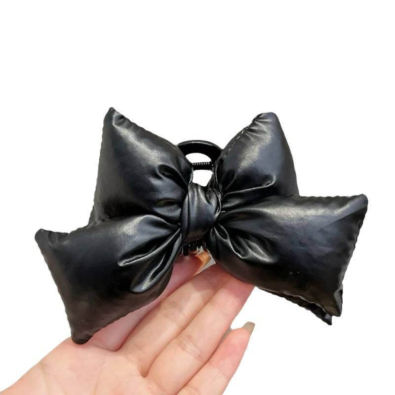 Three-dimensional cotton-filled bow clip, large hair volume, women's back of the head, 2024 new high-end shark clip Item Picture