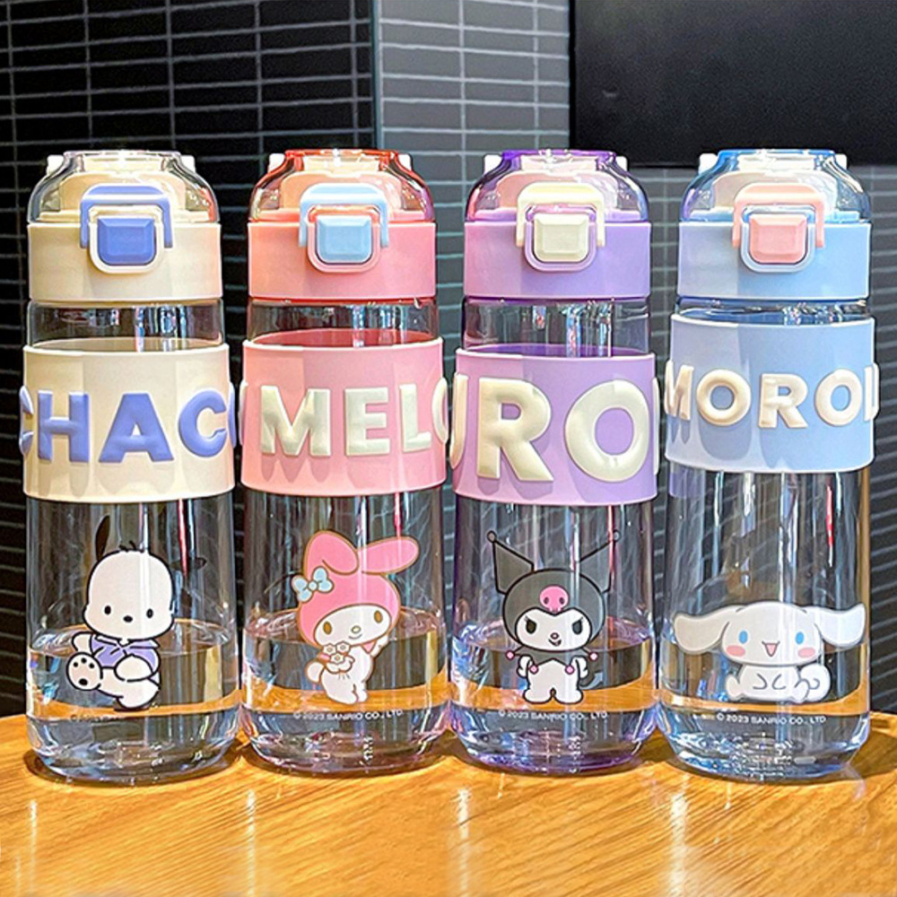 Sanrio water cups for girls, high appearance level, cute student cups, tea with tea compartment, children's tritan plastic cups details Picture