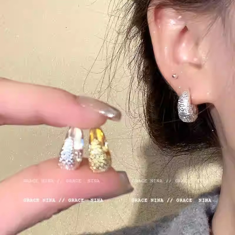 Metal cold frosted ear ring earrings, a new 2024 bestseller with a high-end feel, unique style and versatile earrings full figure