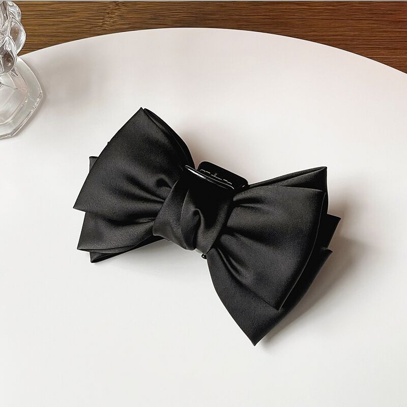 Black double-sided bow Grab clip Shark Clip Large premium hair clip back head headdress fabric hair accessories full figure