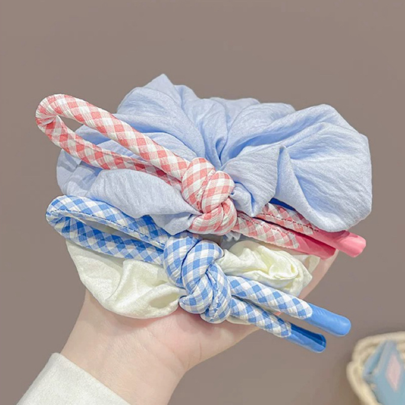 A sweet girl with a tied ribbon, a large intestine hair tie, a bun hairstyle, a high-elasticity ponytail hair tie, and an ins~ headwear Specification drawing