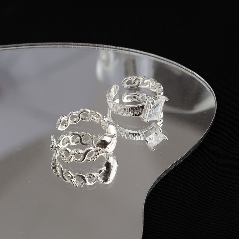 Cold style heart-shaped plain ring square zircon open ring for women's Instagram niche design simple and individual style ring Application Scenario