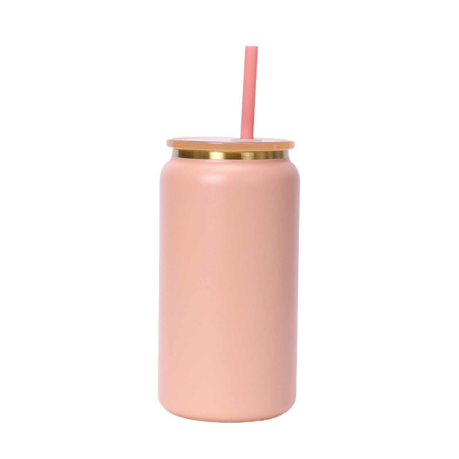 Gold-plated 304 stainless steel insulated cups, 16oz powder-coated Mason cups, large-capacity straw cups, car cups, cross-border wholesale Item Picture