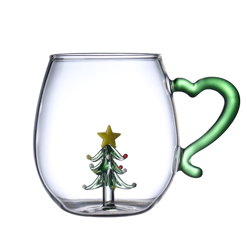 Creative Christmas glass cups, snowman Christmas tree glass cups, animal glass cups, gift sets, can be printed with logos Item Picture