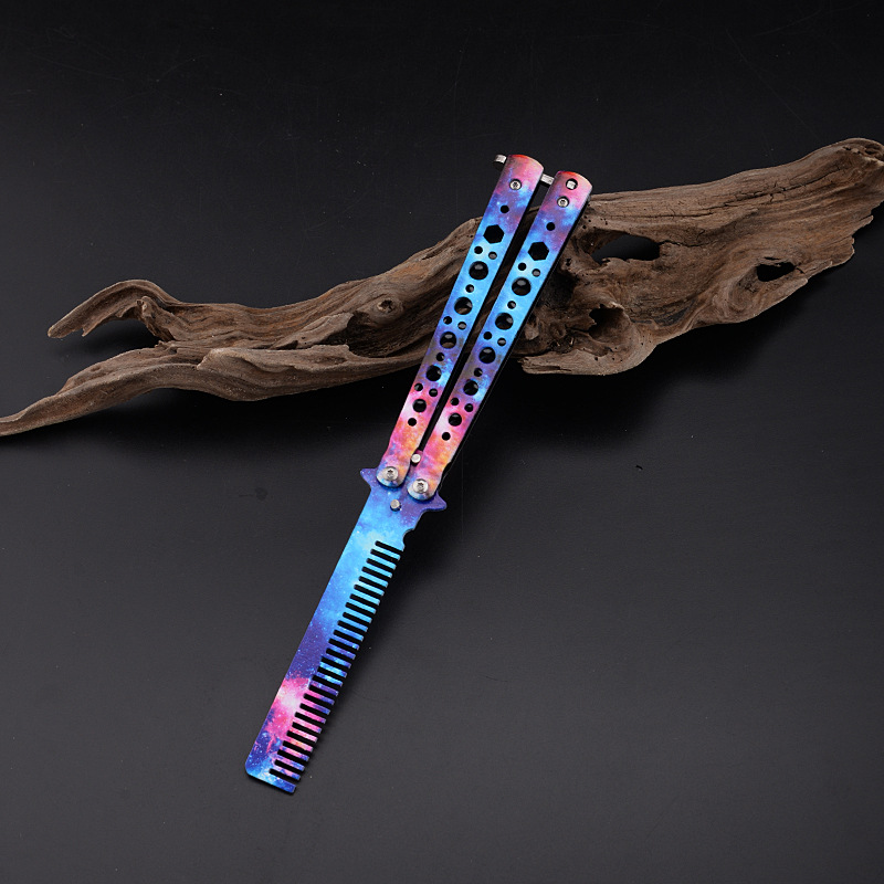 Factory direct sales of CSGO game butterfly comb tools for training without cutting edges, folding and swinging butterfly knife tools undefined