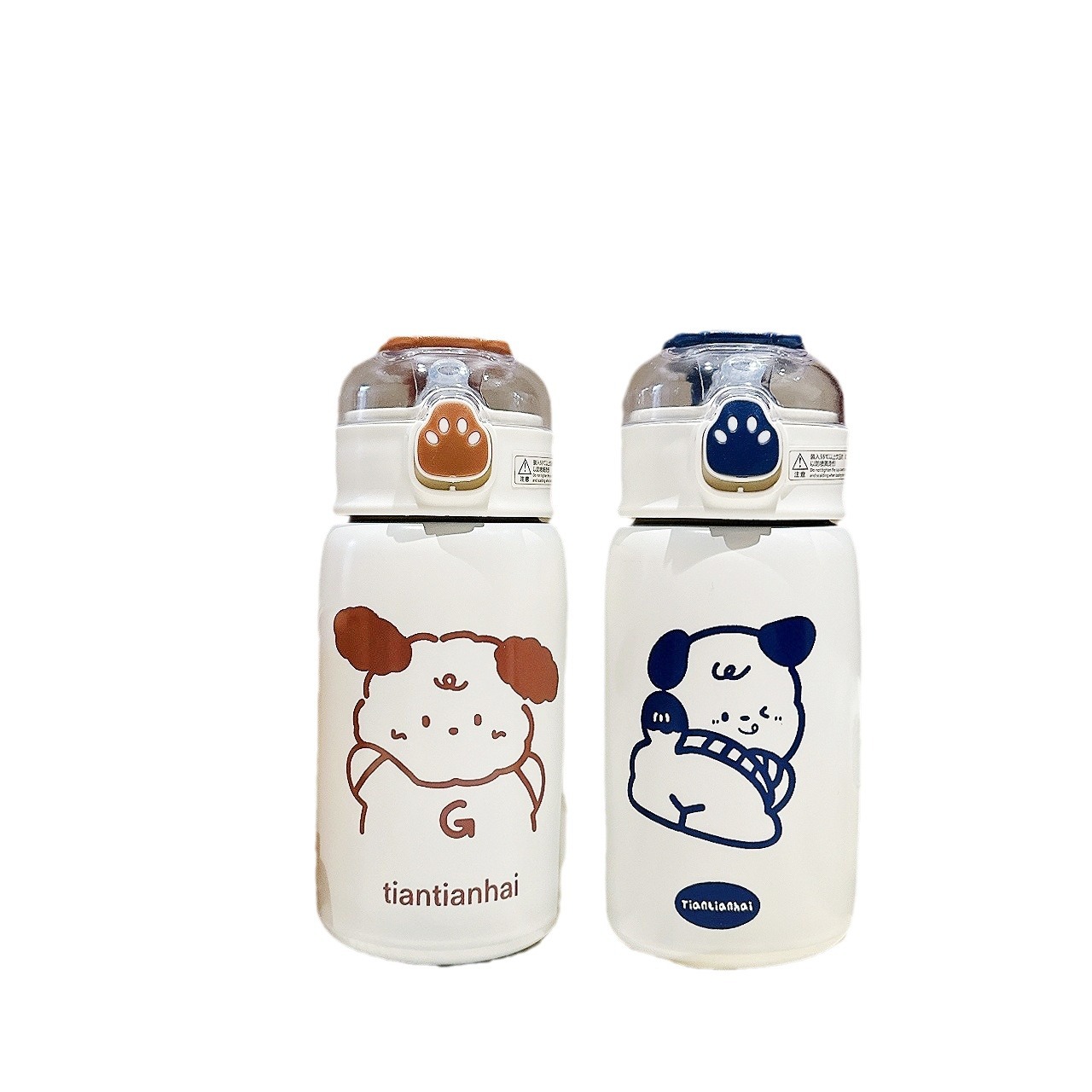 Ins-style cute water cup, student bear paw insulated cup for girls, portable and small, 304 stainless steel straw cup Item Picture