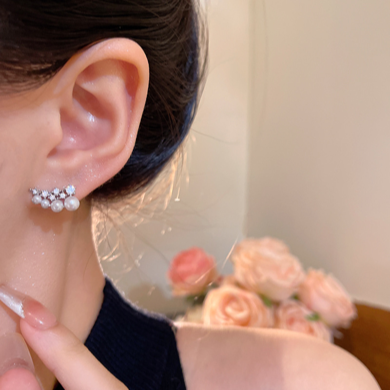 Super sparkle, niche zircon wings, diamond-encrusted pearl stud earrings, women's light luxury, niche design, unique temperament, high-end sense of earrings Application Scenario