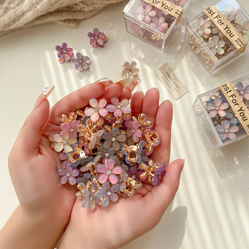 Summer mini flower metal small grab clip, new petal women's hair clip, bangs clip, broken hair side clip, women's hair accessory details Picture