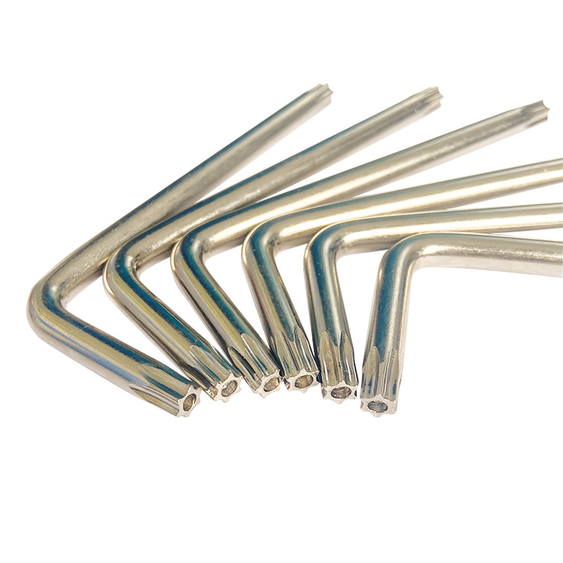 Wholesale of perforated star-shaped hex socket wrenches from the manufacturer, L-shaped anti-theft perforated and non-perforated cross-shaped star-shaped hex socket wrenches Item Picture