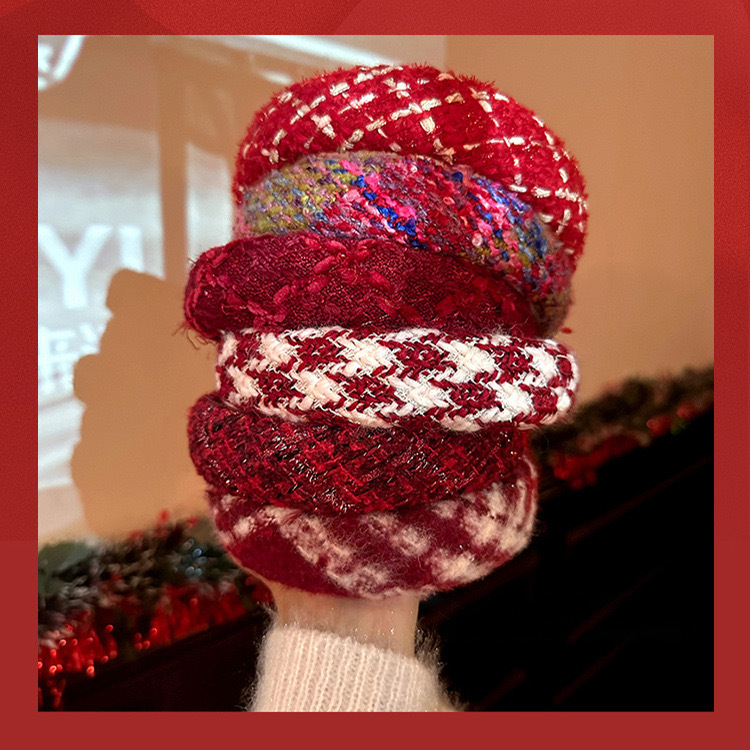 The New Year's festive red headband for women 2024 New autumn and winter, high top hair clip headwear details Picture