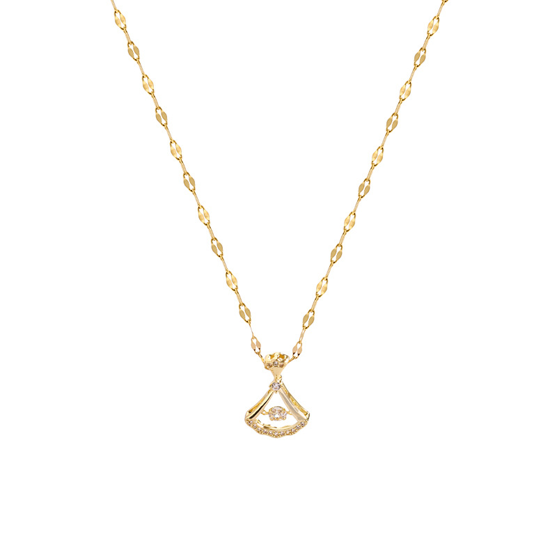 A high-end design fan-shaped pendant necklace with a Japanese and Korean style, a new trendy and versatile collarbone chain for women in 2023 Item Picture