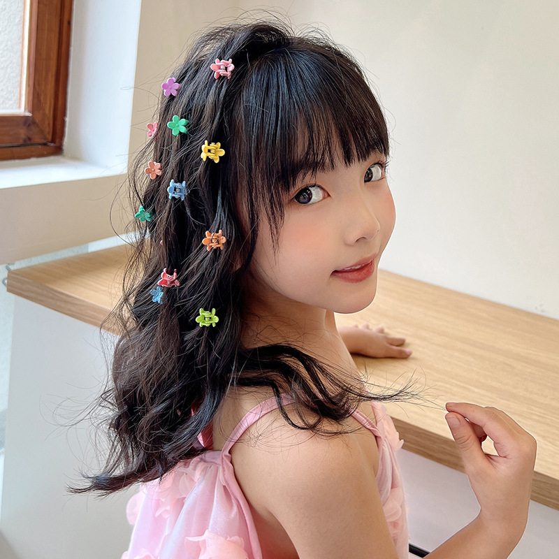Hyuna's colorful flower hair clip, a cute Korean Internet celebrity hair clip with a small clip on the side, is a headwear and hair accessory for women details Picture