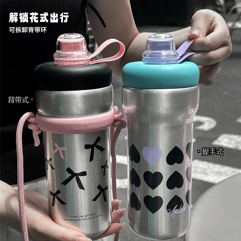 New high-quality 304 stainless steel thermos cup for household use, multi-purpose, simple and anti-drop water cup for girls details Picture