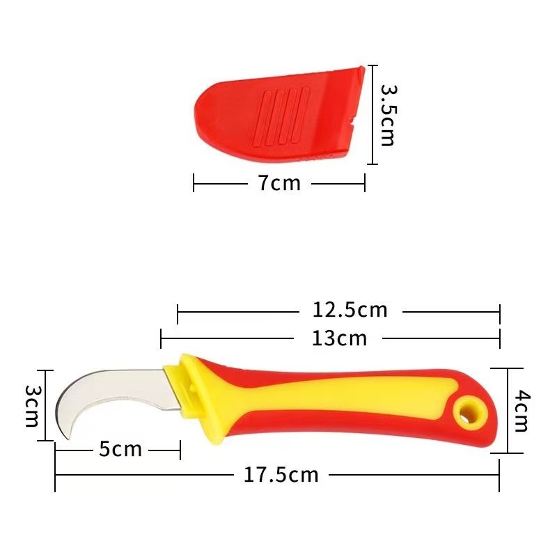 Multi-functional insulated electrician's knife, curved and straight edge, plastic handle electrician's knife, cable stripping knife, cable cutting tool Application Scenario