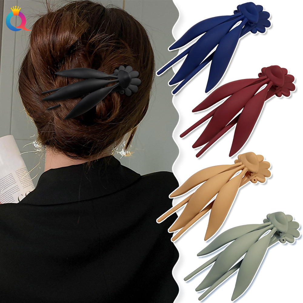 Wholesale of Qiyue Cross-border Fashion large matte hair clips, back head curls, side clips, and high-end duckbill hair accessories details Picture
