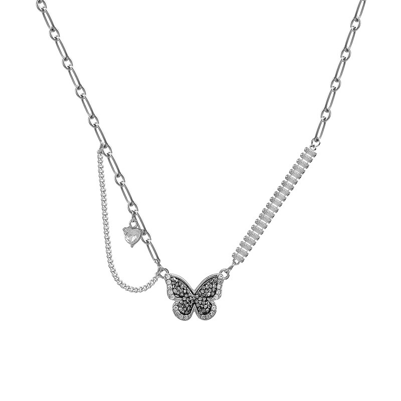 I've been bombarded with questions! Black zircon butterfly necklace for women, an Instagram niche design sense, light luxury, sweet and cool collarbone chain Item Picture