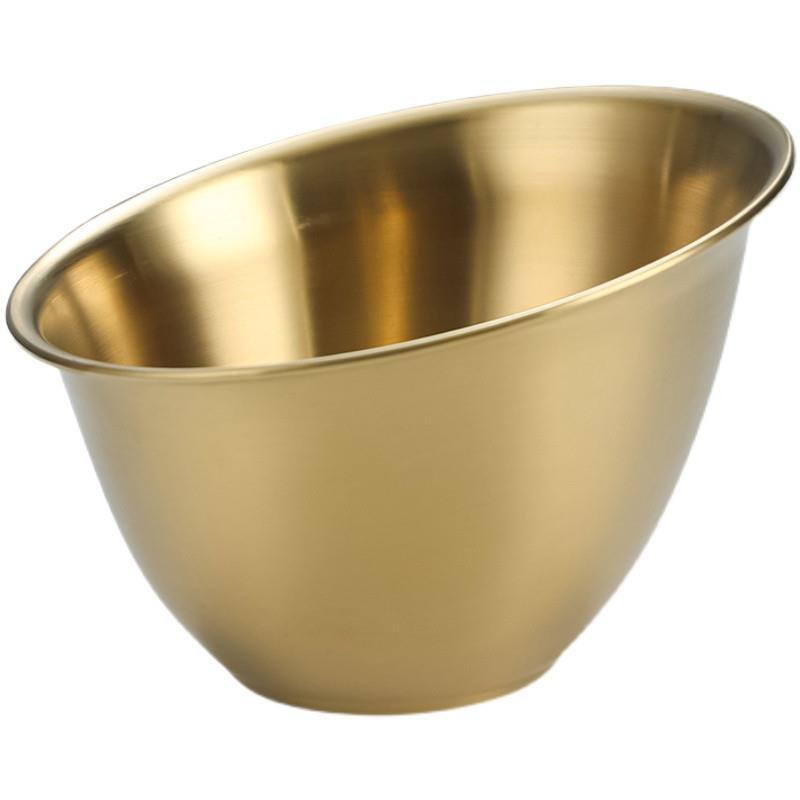 Korean-style stainless steel lettuce bowls, slanted fruit salad bowls, vegetable buckets, commercial cooking bowls, hot pot restaurant seasoning bowls Item Picture