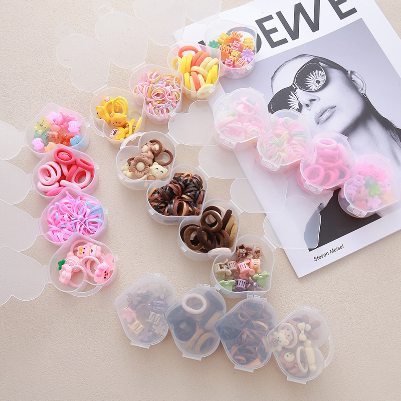 Love box cartoon children's hair band, macaron-colored small grab clip, high-elasticity disposable rubber band, towel band, hair tie full figure