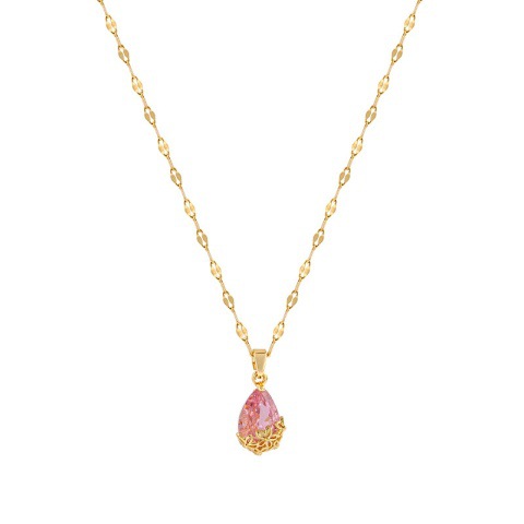 Large water-drop zircon pendant, Korean high-end titanium steel necklace, feminine, fashionable, individual and niche collarbone chain trend Item Picture