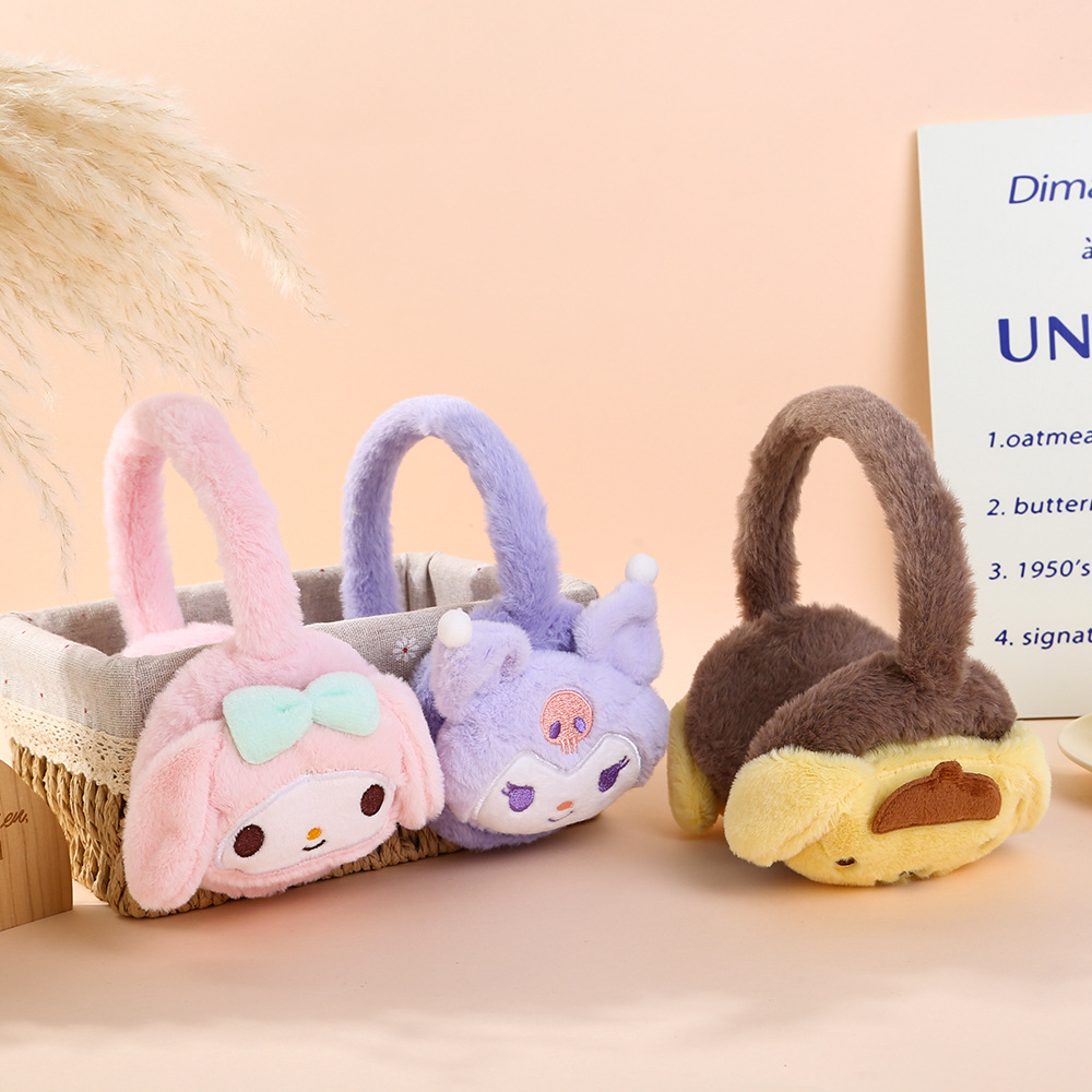 Autumn and winter warm and windproof ear warmth, cute cartoon dolls for children, student ear bags, popular plush ear covers, cold-proof ear cups Specification drawing
