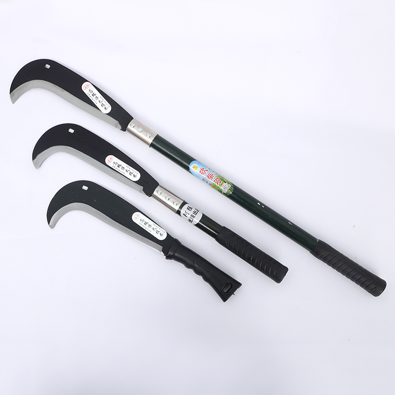 Manganese steel woodcutting knife, field tree cutting knife, firewood knife, firewood splitting knife, road opening knife, sickle, sharp grass cutting knife, curved knife, agricultural tools Specification drawing