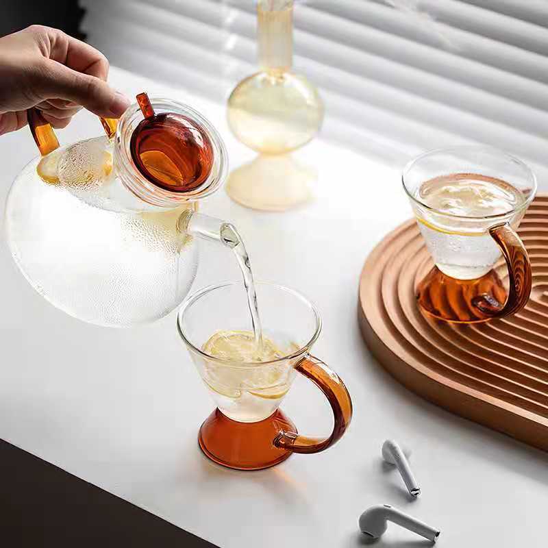 Creative brewing teapot, coffee pot, high borosilicate glass tea set, flower teapot, cold water kettle set details Picture