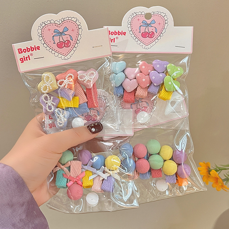 Dopamine candy-colored hair clips, fully wrapped fabric buttons, duckbill clips, bow, side clips of girls' bangs, hair accessories Specification drawing