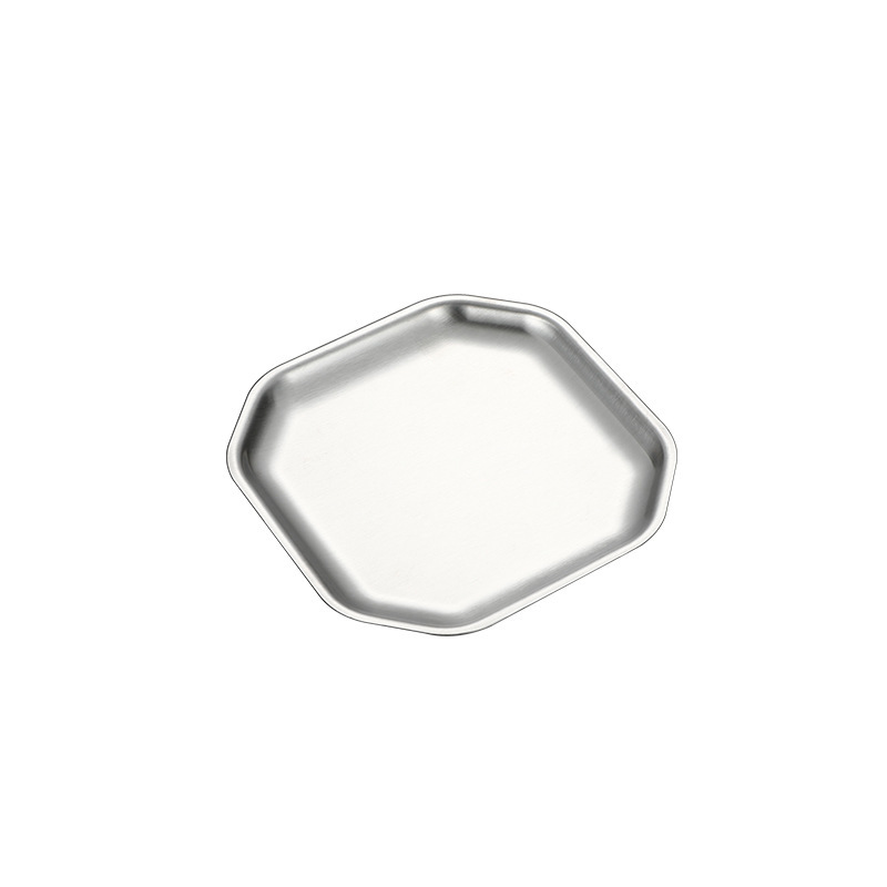 Stainless steel 304 octagonal plate, creative Korean kimchi sauce plate, snack plate, golden brushed square dessert plate Item Picture