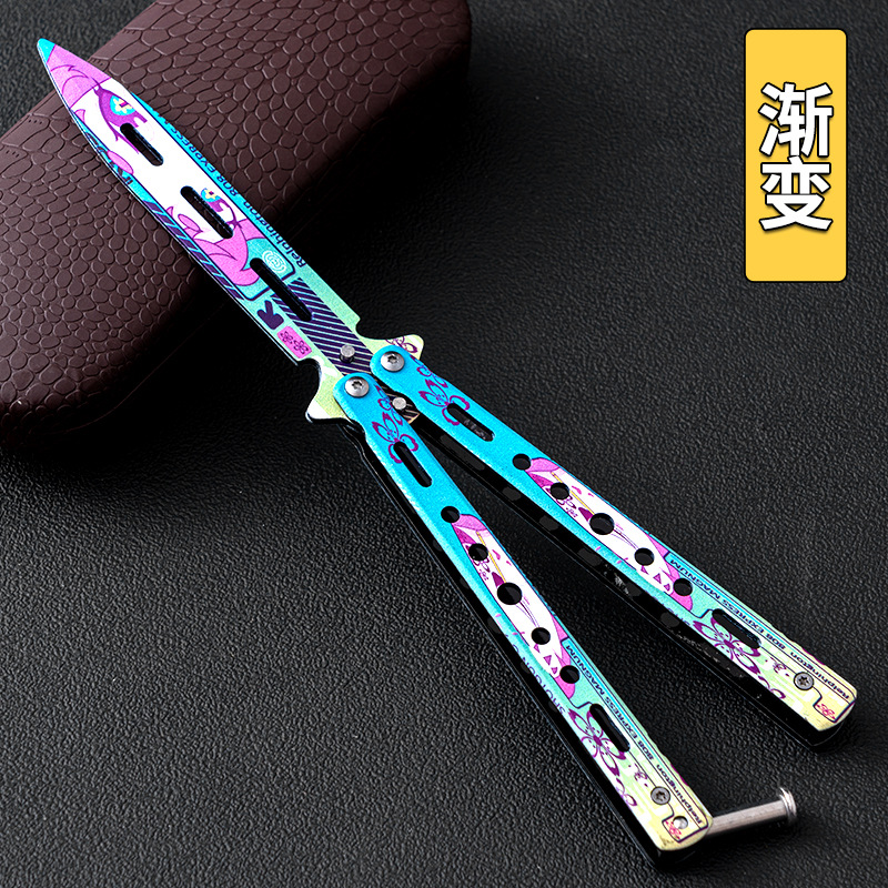 Factory wholesale and direct sales of patterned butterfly knives, training knives, swing knives, all stainless steel uncut safety folding knives undefined