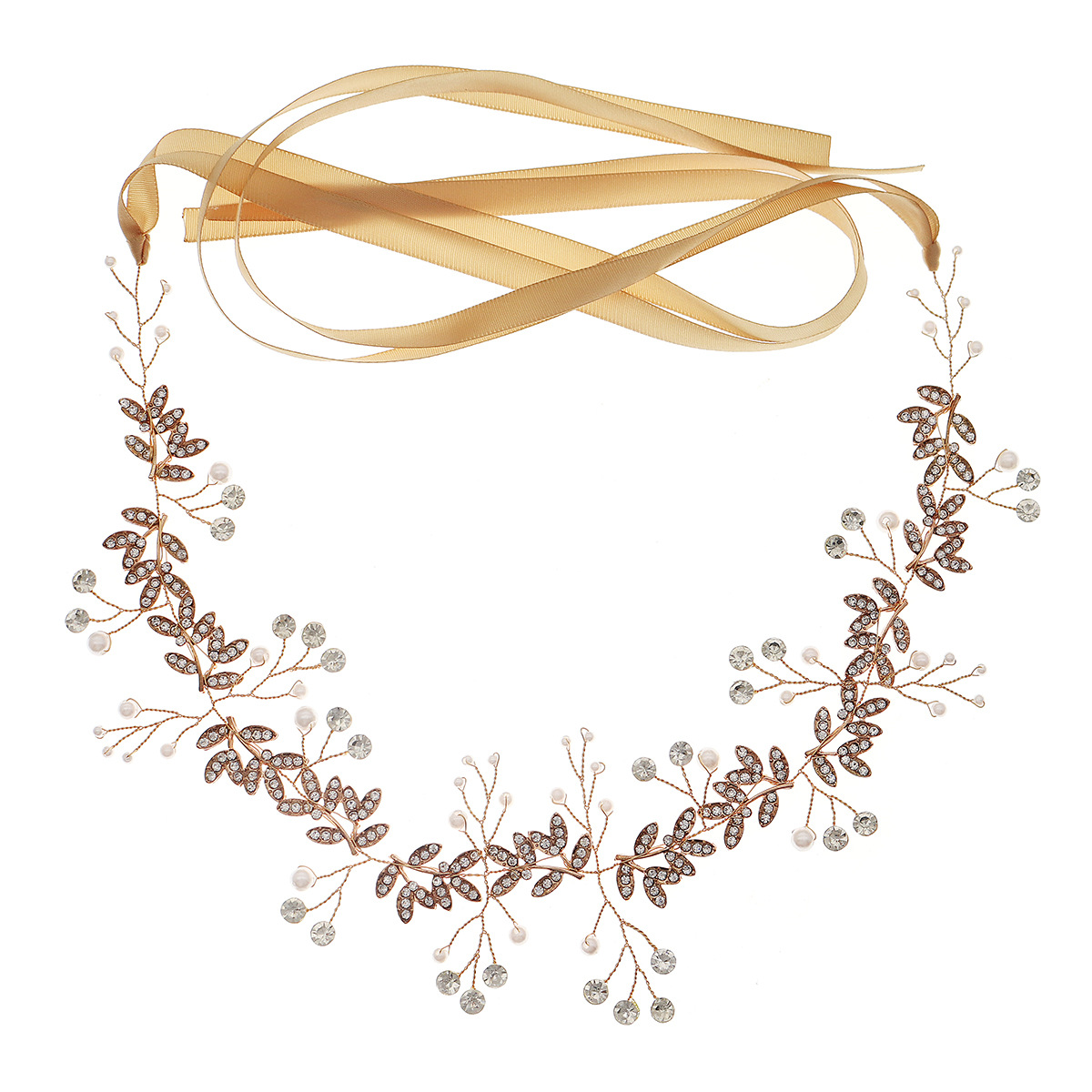 Korean cross-border accessories, wedding ornaments, alloy rhinestone headbands, banquet dress and makeup headbands, handcrafted bride headwear Item Picture