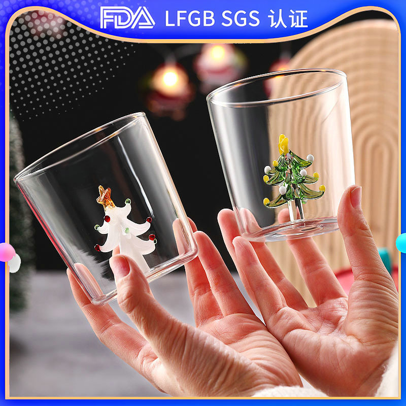 Cross-border new products: Three-dimensional shaped glass cups, Christmas festival souvenirs, water cups, high borosilicate breakfast cups, coffee cups full figure