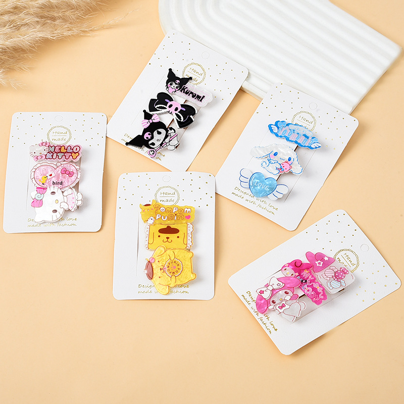 Sanrio's new children's hair clips, cute bangs clips, three-piece set, cartoon duckbill clips, girls' hair accessories full figure