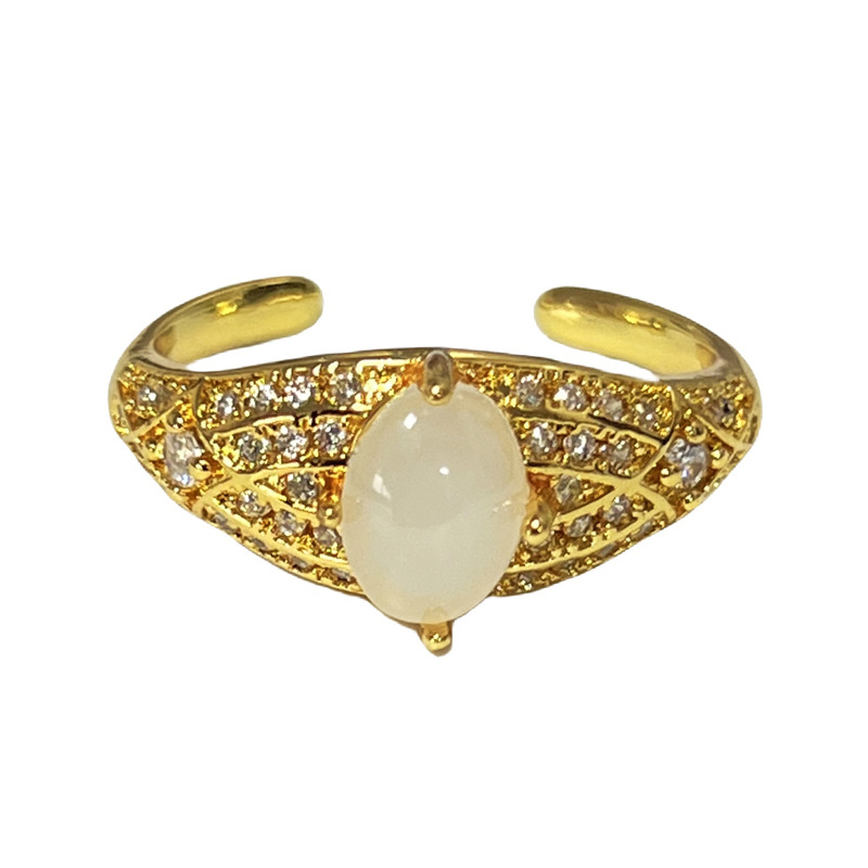 Luxurious court-style emerald-like high-end, slightly inlaid open ring, a cold and elegant, niche and noble ring Item Picture