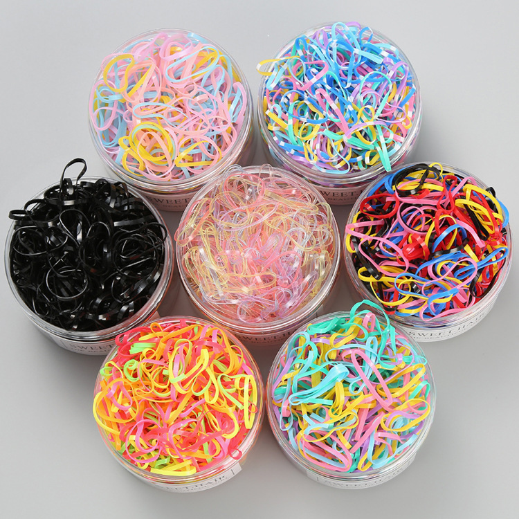 500-piece children's hair band, disposable rubber band, strong pulling, no breakage, no damage to hair, thick black and colorful baby headband full figure
