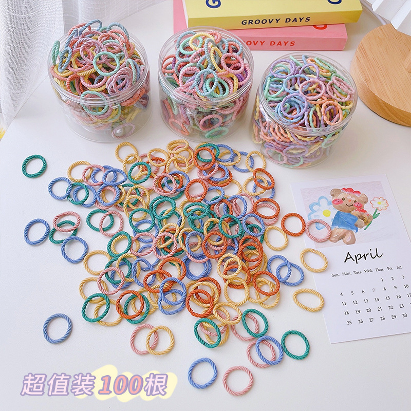 100 boxed thumb hair ties that won't damage hair, baby and children's hair accessories, high elasticity Korean version Application Scenario