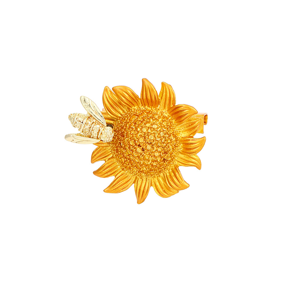 Japanese-style dynamic little bee sunflower suit brooch, light luxury country style, niche style brooch and corsage Item Picture