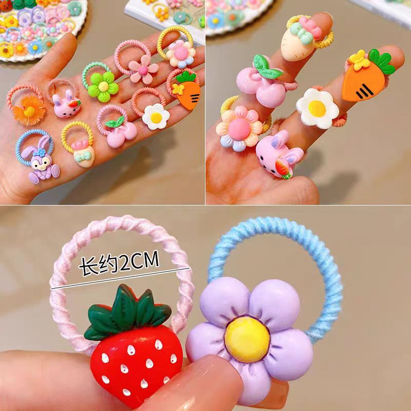 Cartoon cute rubber band little girl, no hair damage, hair tie, hair band, hair ring, children's hair accessory, hair accessory, little flower Application Scenario
