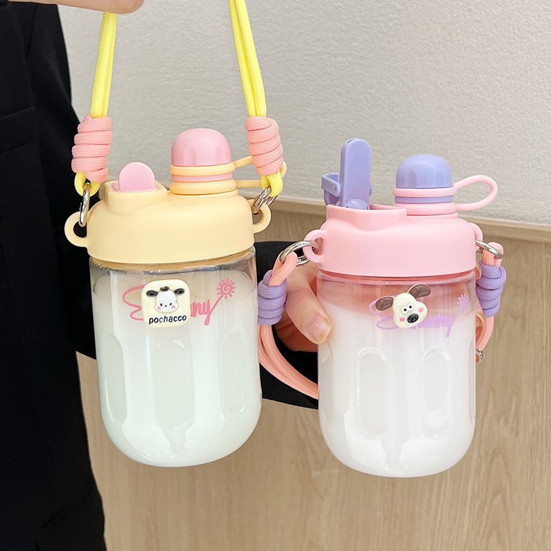 High-temperature resistant, food-grade portable straw cup, water cup for women, new model 2024, high appearance level, children's plastic full figure
