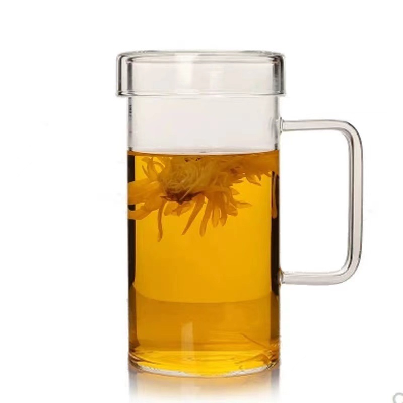Factory wholesale, household thickened high-temperature resistant glass cups, water cups, tea cups, office filter cups, specially designed for men to make tea Item Picture