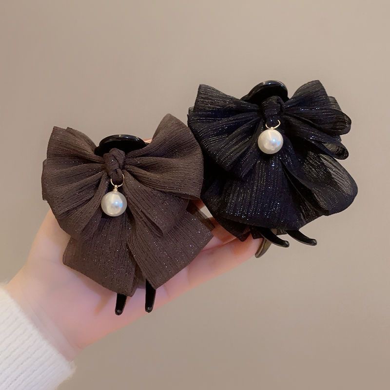 Beaded bow headwear, high-end high ponytail hairpin, a must-have for fixing bun hair, bubble cloud hairpin details Picture