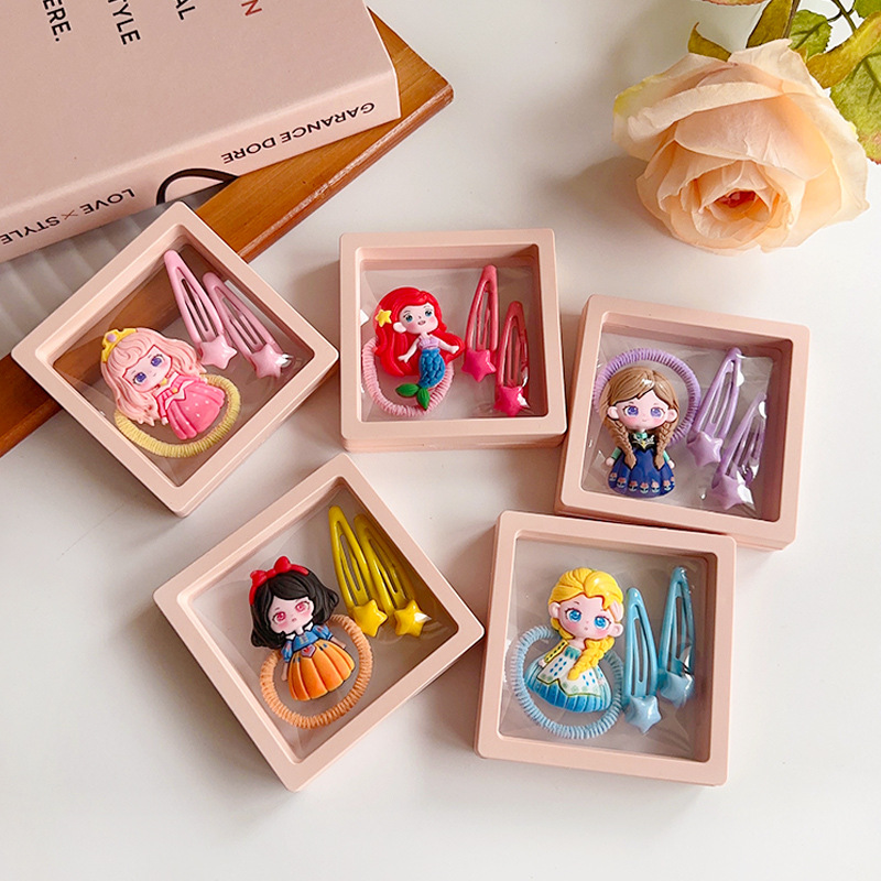 New Korean children's hair clips, cute early autumn cartoon hair clips, girls' princess hair ties, bb clips, bangs clips, hair accessories for girls full figure