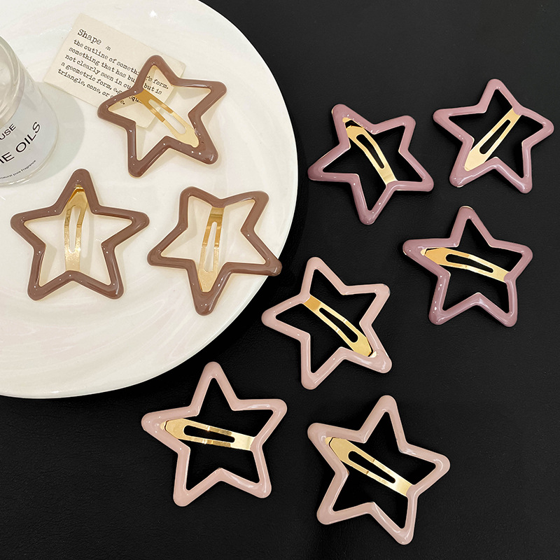 Colorful five-pointed star bb hair clips, star bangs at the back of the female Internet celebrity's head, broken hair clips, headwear, elegant side clips Specification drawing