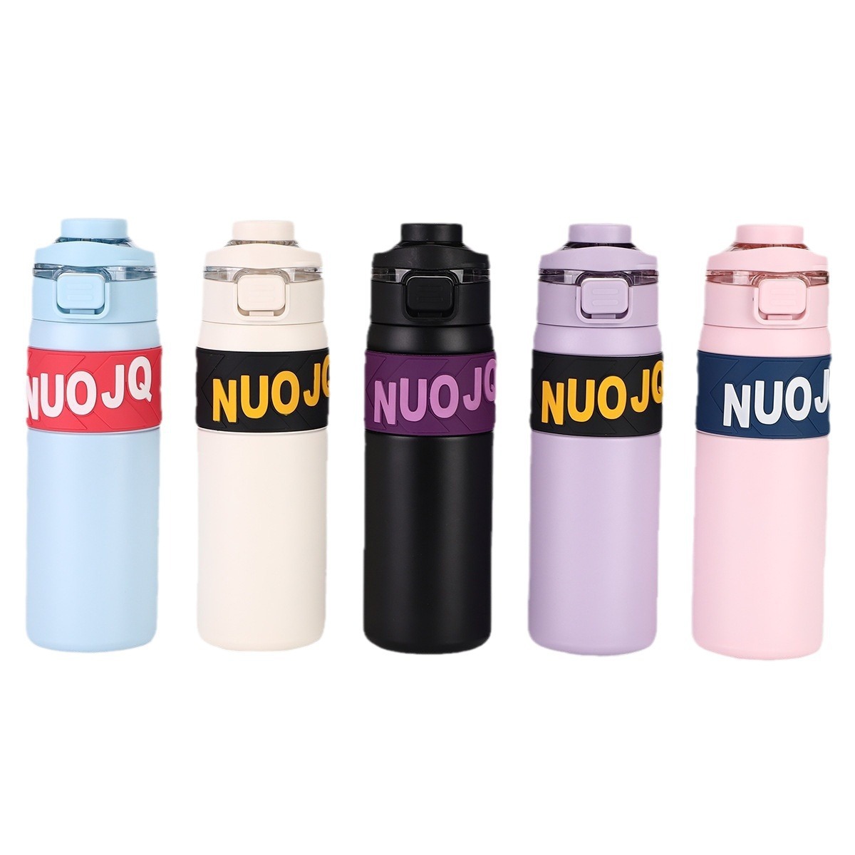 New 304 stainless steel double-drink bouncy cup, large-capacity double-layer vacuum insulated cup, outdoor portable sports water bottle Item Picture