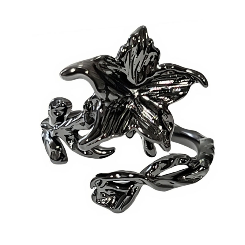 Punk dark style mandala flower ring, neutral style, sweet and cool, spicy girl, irregular texture design sense ring trend Item Picture