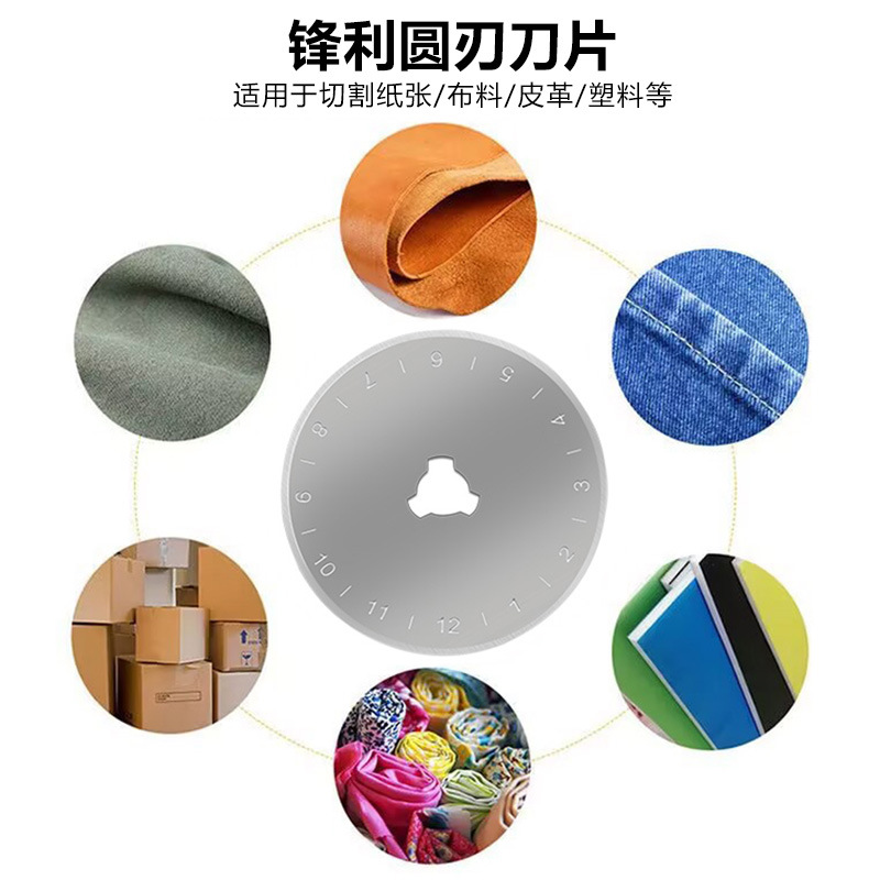 28mm - 45mm small circular blade with scale for leather cutting, rotating wheel for fabric cutting, paper cutting and fabric cutting, circular roller blade Application Scenario
