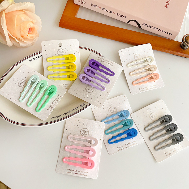 Gradient candy-colored metal hair clips, wavy girl bangs clips, frontal side clips, clips, headwear, duckbill clips full figure