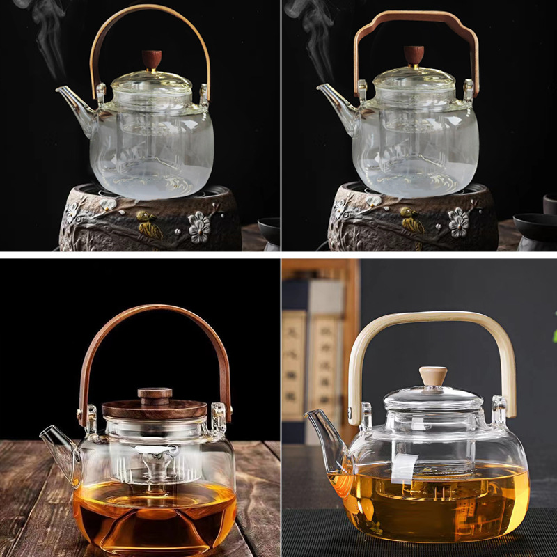 Wholesale thickened high-temperature resistant tea-water separation glass teapot set, electric ceramic stove brewing teapot, special tea brewing utensils for brewing tea details Picture